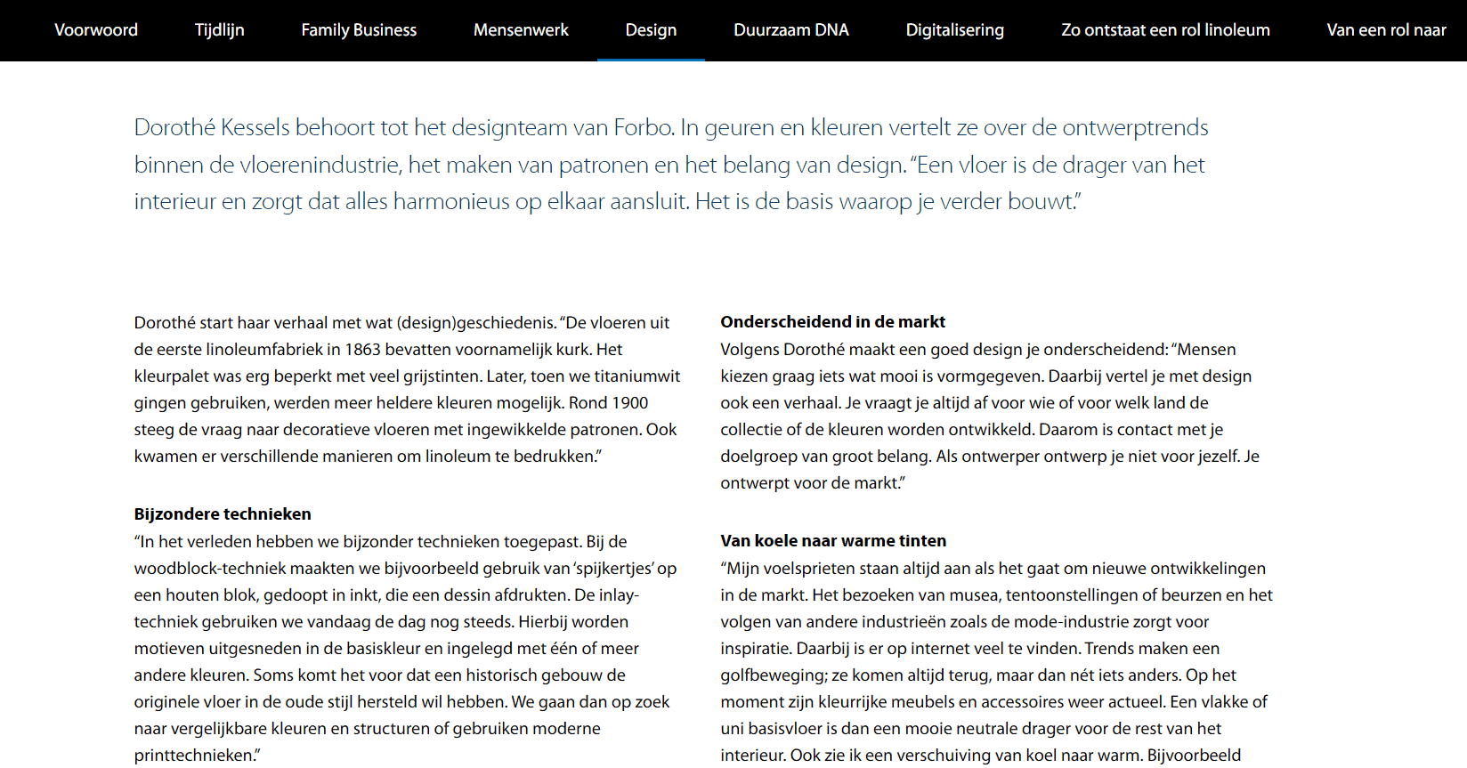 Artikel voor het personeelsblad van Forbo Flooring.