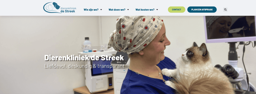 Homepagina website Dierenkliniek de Streek