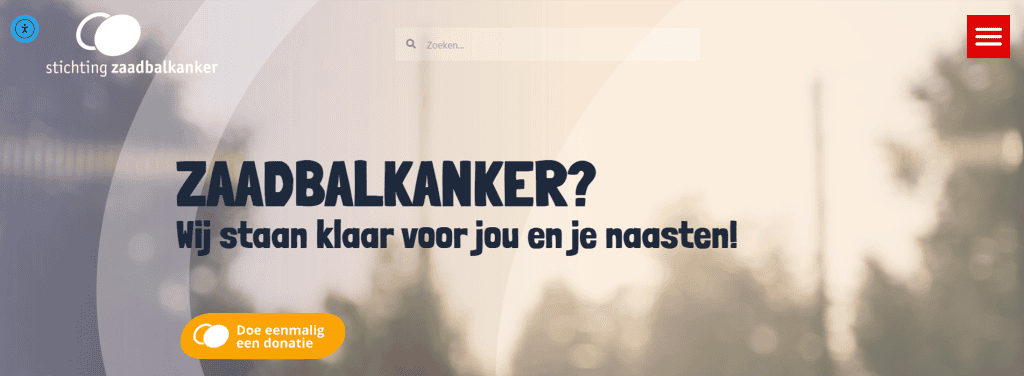 Homepagina website Stichting Zaadbalkanker